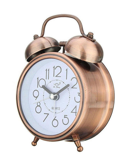 Elegant Retro Silent Double Bell Quartz Alarm Clock with Classic Charm