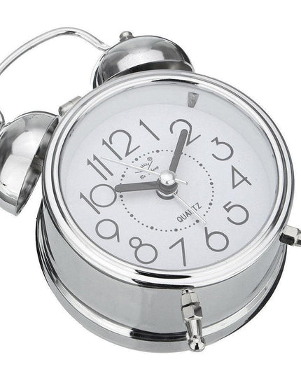 Elegant Retro Silent Double Bell Quartz Alarm Clock with Classic Charm
