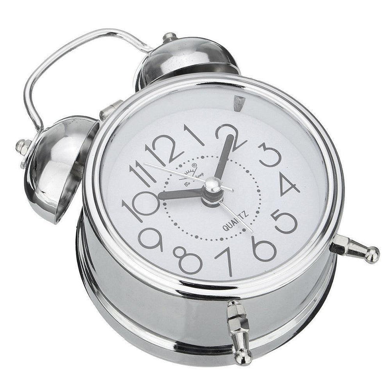 Elegant Retro Silent Double Bell Quartz Alarm Clock with Classic Charm