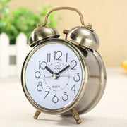 Elegant Retro Silent Double Bell Quartz Alarm Clock with Classic Charm