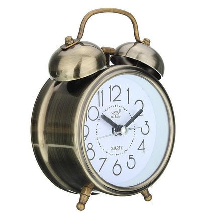 Elegant Retro Silent Double Bell Quartz Alarm Clock with Classic Charm