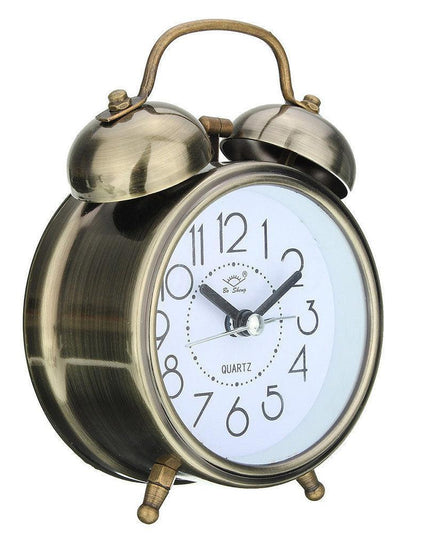 Elegant Retro Silent Double Bell Quartz Alarm Clock with Classic Charm