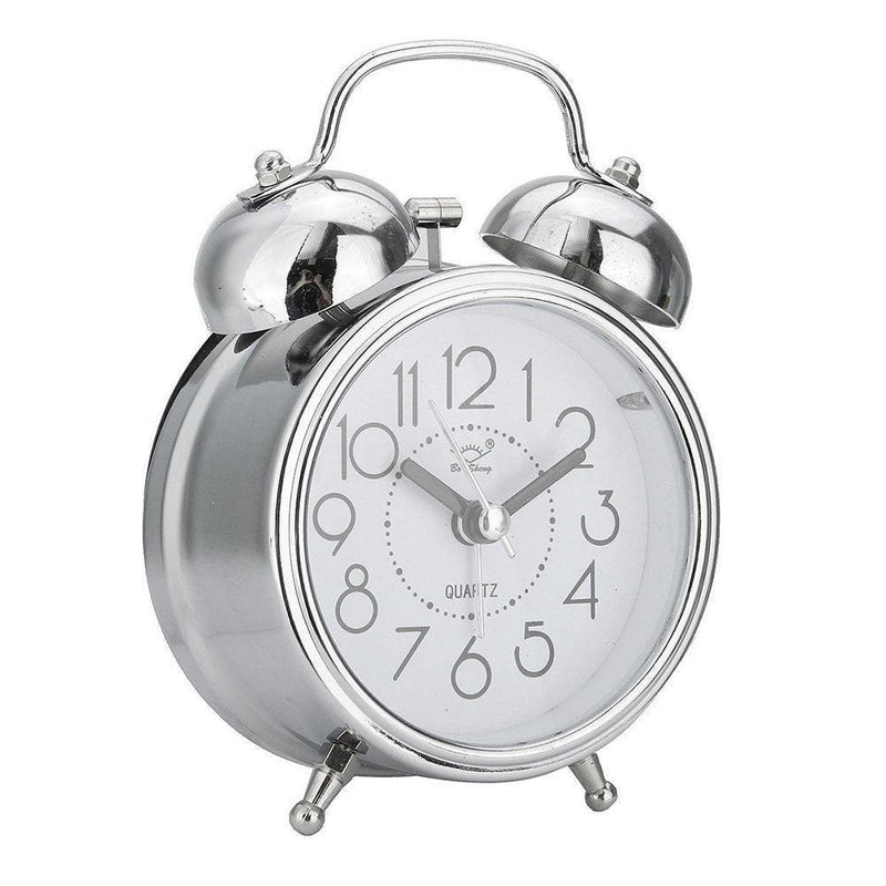 Elegant Retro Silent Double Bell Quartz Alarm Clock with Classic Charm