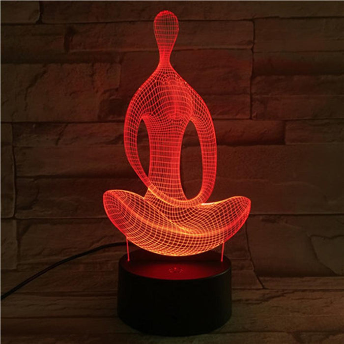 3D Illusion Acrylic Yoga Meditation LED 7Color Changing Table Lamp Night Light - Très Elite