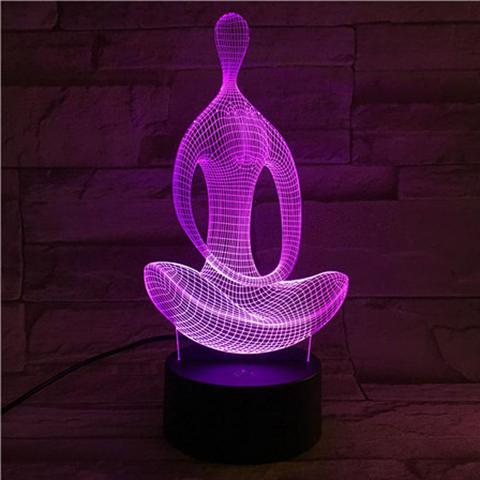3D Illusion Acrylic Yoga Meditation LED 7Color Changing Table Lamp Night Light - Très Elite