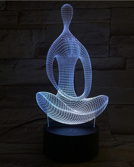 Serene Aura 3D Acrylic LED Night Light - Blissful Meditation Decor