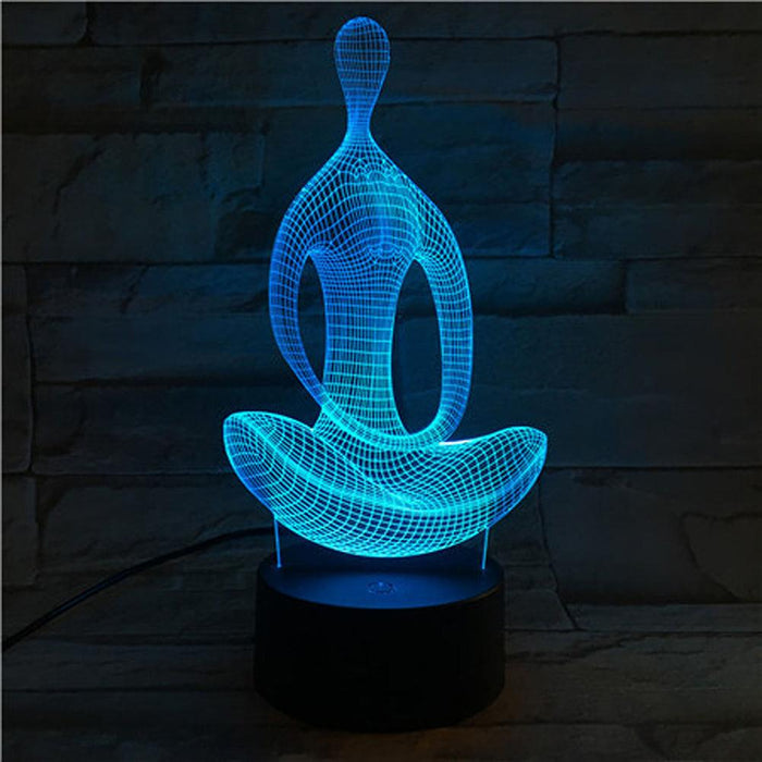 3D Illusion Acrylic Yoga Meditation LED 7Color Changing Table Lamp Night Light