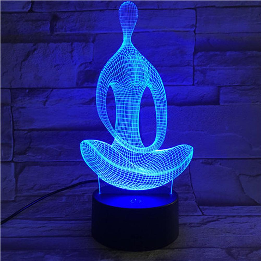 3D Illusion Acrylic Yoga Meditation LED 7Color Changing Table Lamp Night Light-Table Lights-Très Elite-Black Base-248-Très Elite