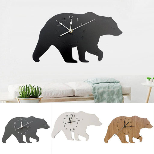 Creative Polar Bear Wooden Mute Wall Clock Living Room Bedroom Home Decoration - Très Elite