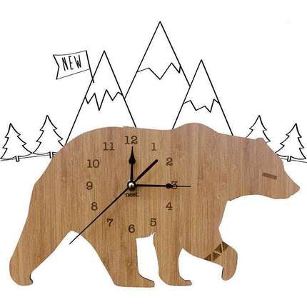 Arctic Charm Polar Bear Basswood Wall Clock - Handcrafted Elegance