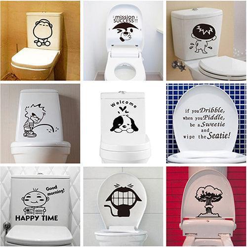 Whimsical Cartoon Character PVC Toilet Sticker Set - Playful Bathroom Decor Collection