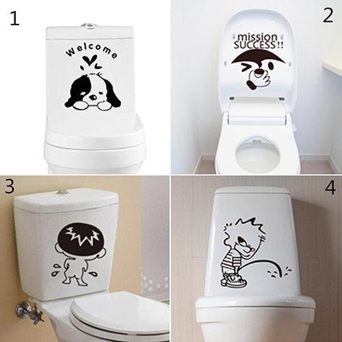 Cartoon Pattern PVC Toilet Sticker - Fun Bathroom Decor for Home DIY