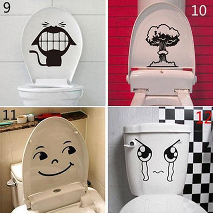 Whimsical Cartoon Character PVC Toilet Sticker Set - Playful Bathroom Decor Collection