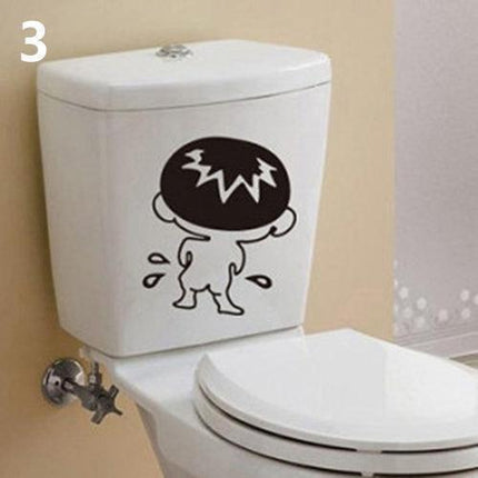 Whimsical Cartoon Character PVC Toilet Sticker Set - Playful Bathroom Decor Collection