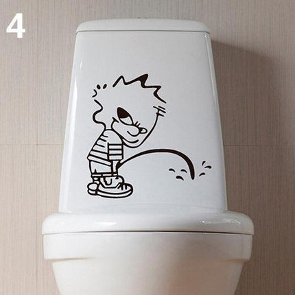 Whimsical Cartoon Character PVC Toilet Sticker Set - Playful Bathroom Decor Collection