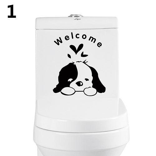 Whimsical Cartoon Character PVC Toilet Sticker Set - Playful Bathroom Decor Collection