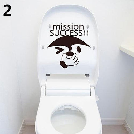 Whimsical Cartoon Character PVC Toilet Sticker Set - Playful Bathroom Decor Collection