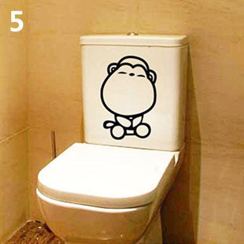 Whimsical Cartoon Character PVC Toilet Sticker Set - Playful Bathroom Decor Collection