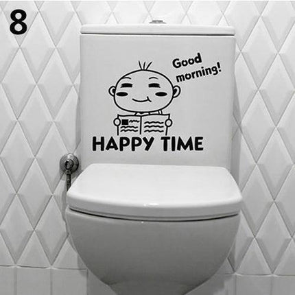 Whimsical Cartoon Character PVC Toilet Sticker Set - Playful Bathroom Decor Collection
