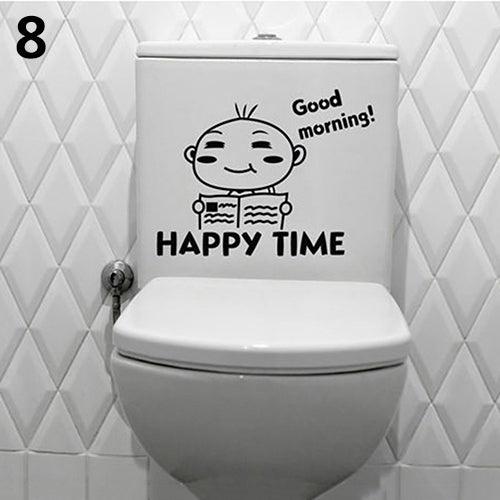 Cartoon Pattern PVC Toilet Sticker - Fun Bathroom Decor for Home DIY