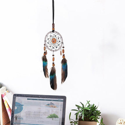 Whimsical Pumpkin Feather Dream Catcher for Home and Vehicle Decor