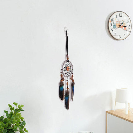 Whimsical Pumpkin Feather Dream Catcher for Home and Vehicle Decor