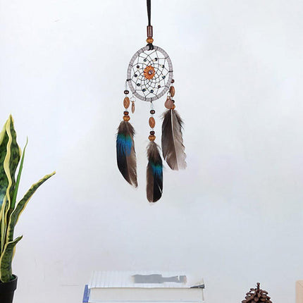 Whimsical Pumpkin Feather Dream Catcher for Home and Vehicle Decor