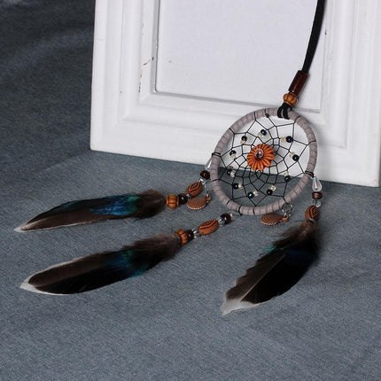 Whimsical Pumpkin Feather Dream Catcher for Home and Vehicle Decor