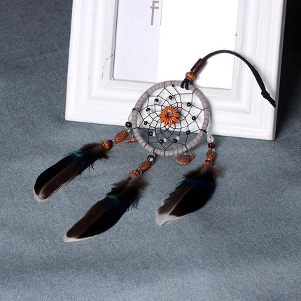 Whimsical Pumpkin Feather Dream Catcher for Home and Vehicle Decor