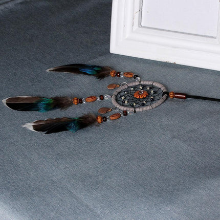 Whimsical Pumpkin Feather Dream Catcher for Home and Vehicle Decor