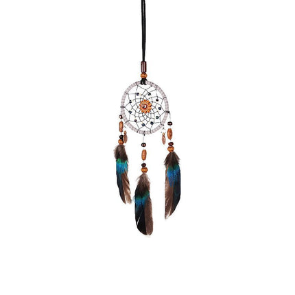 Whimsical Pumpkin Feather Dream Catcher for Home and Vehicle Decor