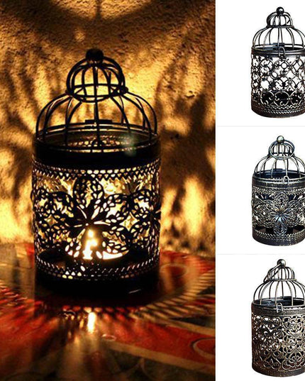 Vintage European-Style Iron Lantern Candle Holder for Elegant Home Lighting