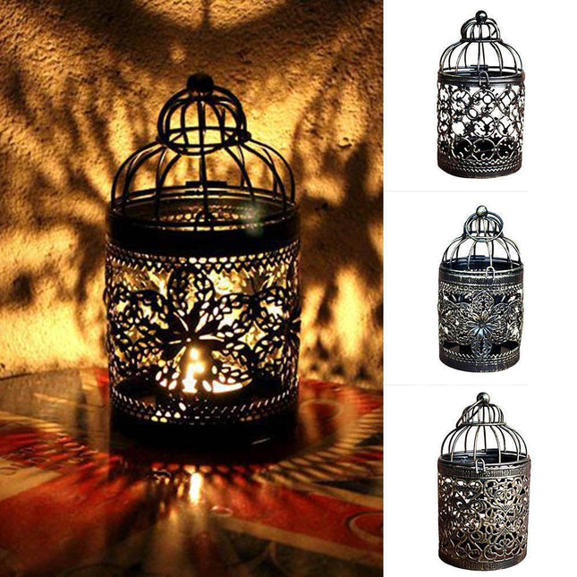 Vintage European-Style Iron Lantern Candle Holder for Elegant Home Lighting