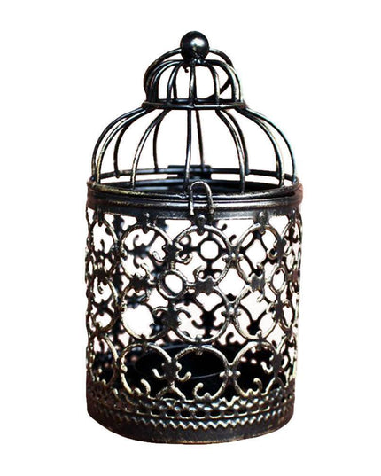 Vintage European-Style Iron Lantern Candle Holder for Elegant Home Lighting