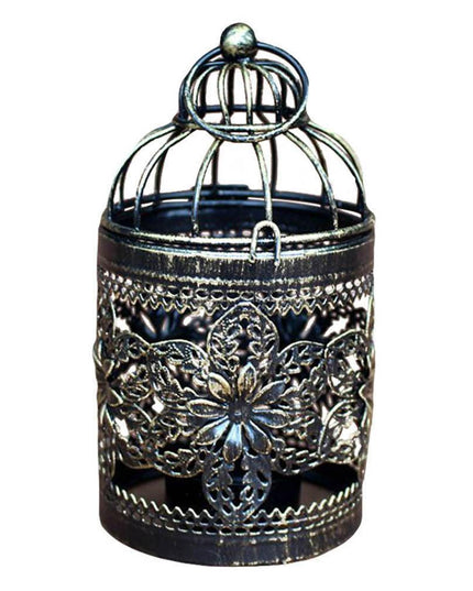 Vintage European-Style Iron Lantern Candle Holder for Elegant Home Lighting