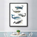 Whimsical Watercolor Whale Wall Art for Modern Home Decor