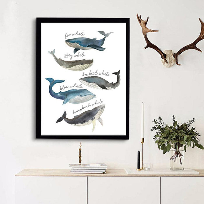 Whimsical Watercolor Whale Wall Art for Modern Home Decor