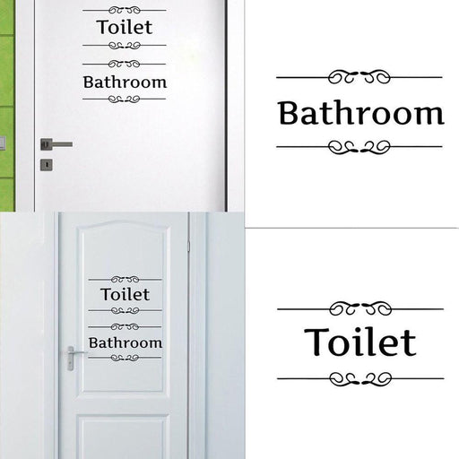 Toilet Design Removable PVC Bathroom Door Wall Sticker for DIY Home Decor