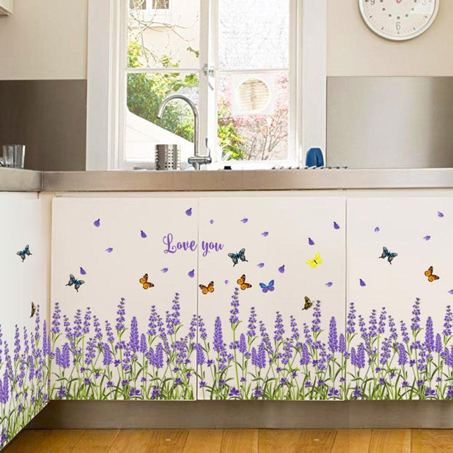 Lavender Butterfly PVC Wall Art Sticker for Elegant Home Decor