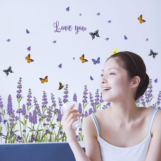 Lavender Butterfly PVC Wall Art Sticker for Elegant Home Decor
