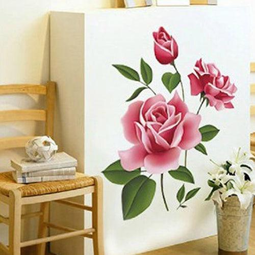 Refresh Your Space with 3D Rose Flower Wall Sticker - Effortless DIY Room Transformation