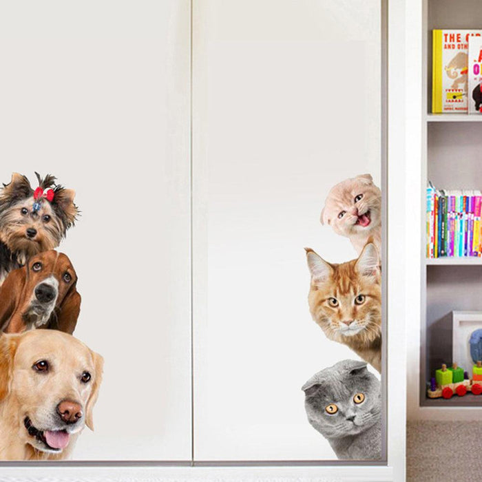 Adorable DIY Cat and Dog Wall Decal Set for Home Decor