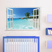 Home Decor Environmental 3D Window Ocean Beach View Removable Wall Sticker