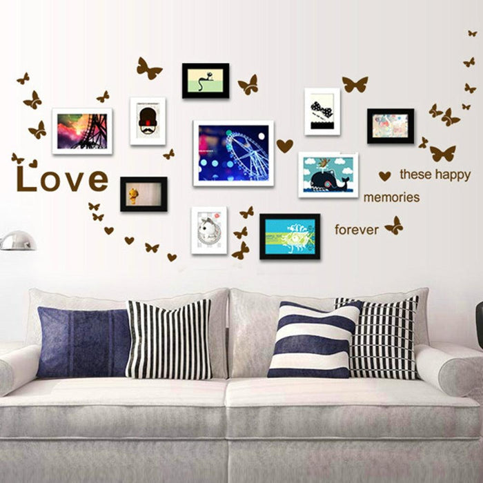 Whimsical Butterfly and Heart Adhesive Wall Decal for Home Decoration
