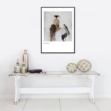 Nordic Charm: Enchanting Canvas Print of Masked Women and Birds for Chic Home Decor
