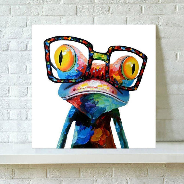 Funky Frog with Spectacles Canvas Art - Playful Modern Wall Decor