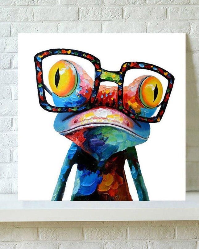 Funky Frog with Spectacles Canvas Art - Playful Modern Wall Decor