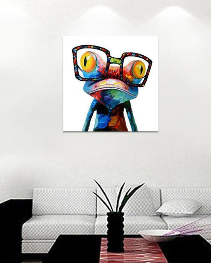 Funky Frog with Spectacles Canvas Art - Playful Modern Wall Decor