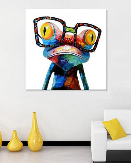 Funky Frog with Spectacles Canvas Art - Playful Modern Wall Decor