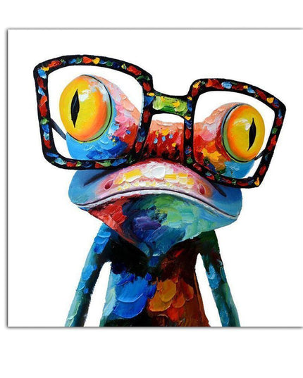 Funky Frog with Spectacles Canvas Art - Playful Modern Wall Decor